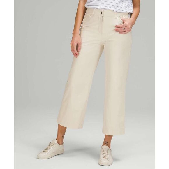 Lululemon Women’s City Sleek 5 Pocket Wide-Leg High Rise 7/8 Length Pant White O - Picture 1 of 7